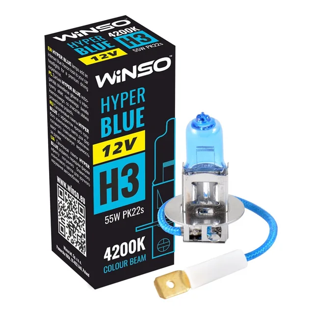 Bec halogen H3 12V 55W 4200K Winso Hyper Blue PK22s, imagine produs