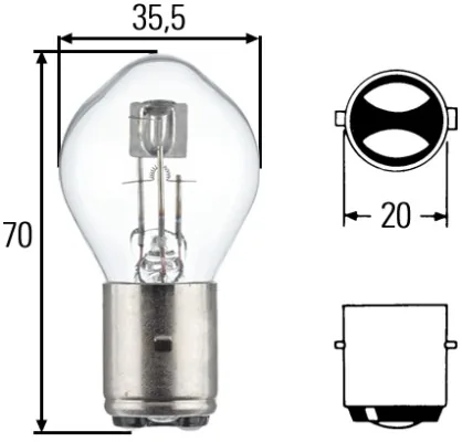 Bec Hella S2 12V 35/35W BA20d 8GD002084131, imagine produs