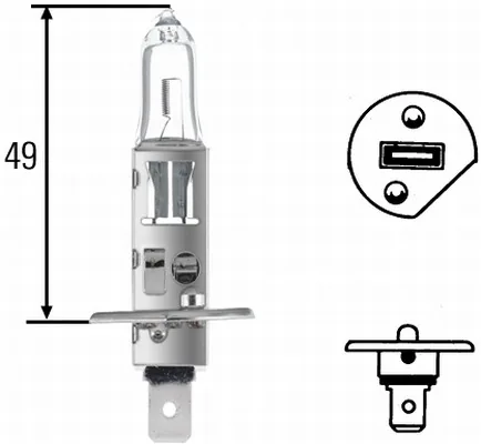 Bec H1 halogen Hella 12V 55W P14.5s 8GH002089133, imagine produs