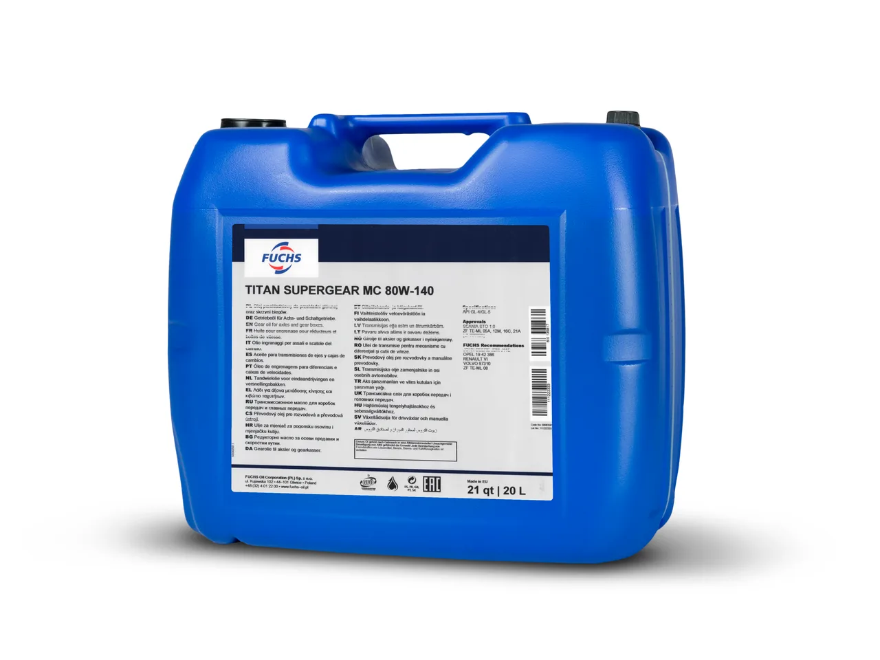 Ulei cutie viteze manuala Fuchs Titan Supergear MC 80W140 20L, imagine produs