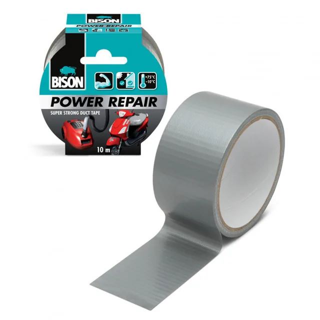 Banda adeziva armata cu material Power Repair gri 10 m Bison Carguard B12507, imagine produs