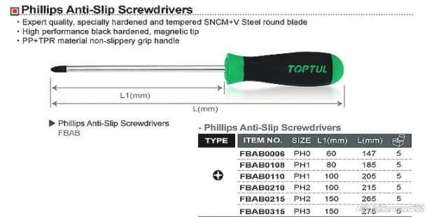 Surubelnita cruce antialunecare PH1 205 mm Toptul FBAB0110, imagine produs