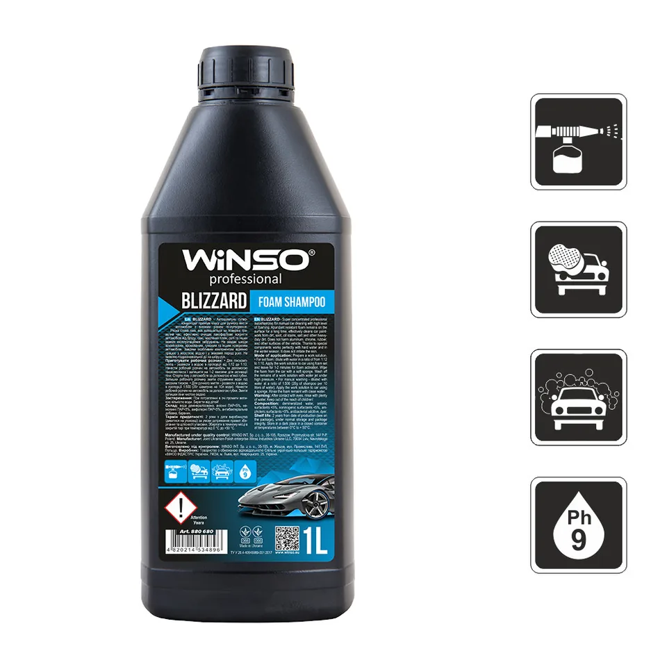 Sampon auto profesional Winso Blizzard Foam Shampoo 1L, imagine produs