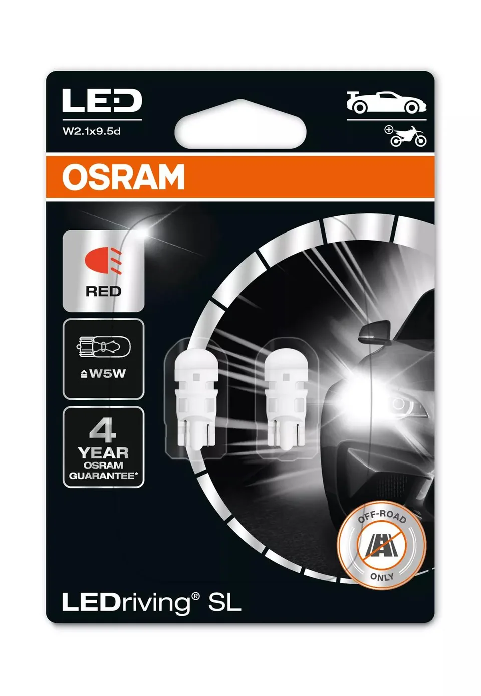 Becuri LED W5W Osram LEDriving SL W2.1x9.5d 12V 2825DRP2BL Set 2 buc, imagine produs