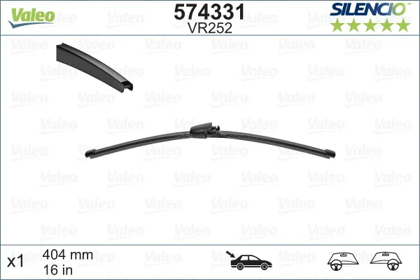 Stergator luneta fara rama 404 mm Valeo Silencio 574331, imagine produs