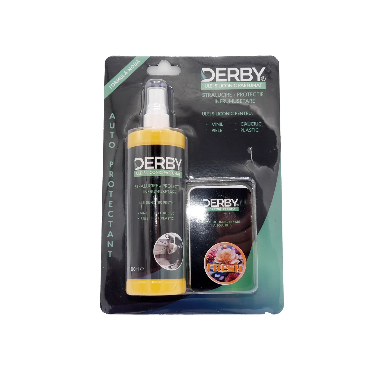 Ulei siliconic parfumat DERBY fresh 300ml 0.3 L cu burete inclus, imagine produs