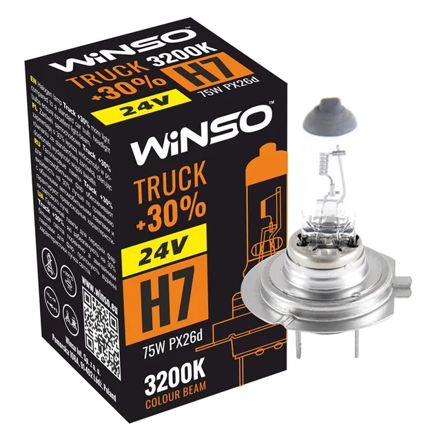 Bec H7 halogen 24V 75W 30% 3200K Winso Truck PX26d, imagine produs