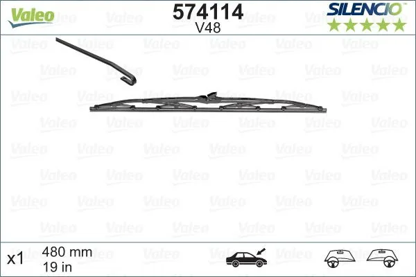 Stergator luneta cu rama 480 mm Valeo Silencio 574114, imagine produs