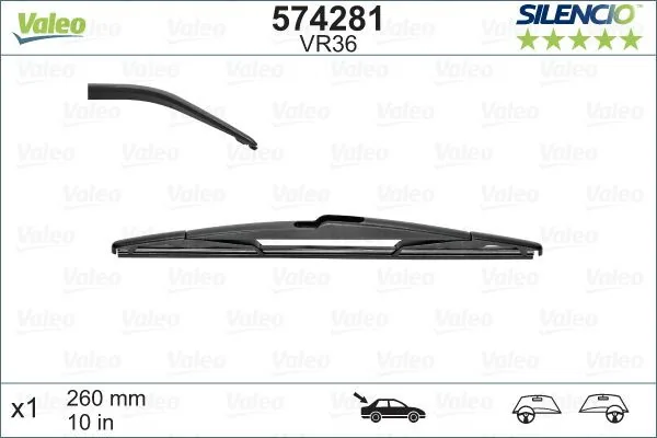 Stergator luneta fara rama 260 mm Valeo Silencio Performance 574281, imagine produs