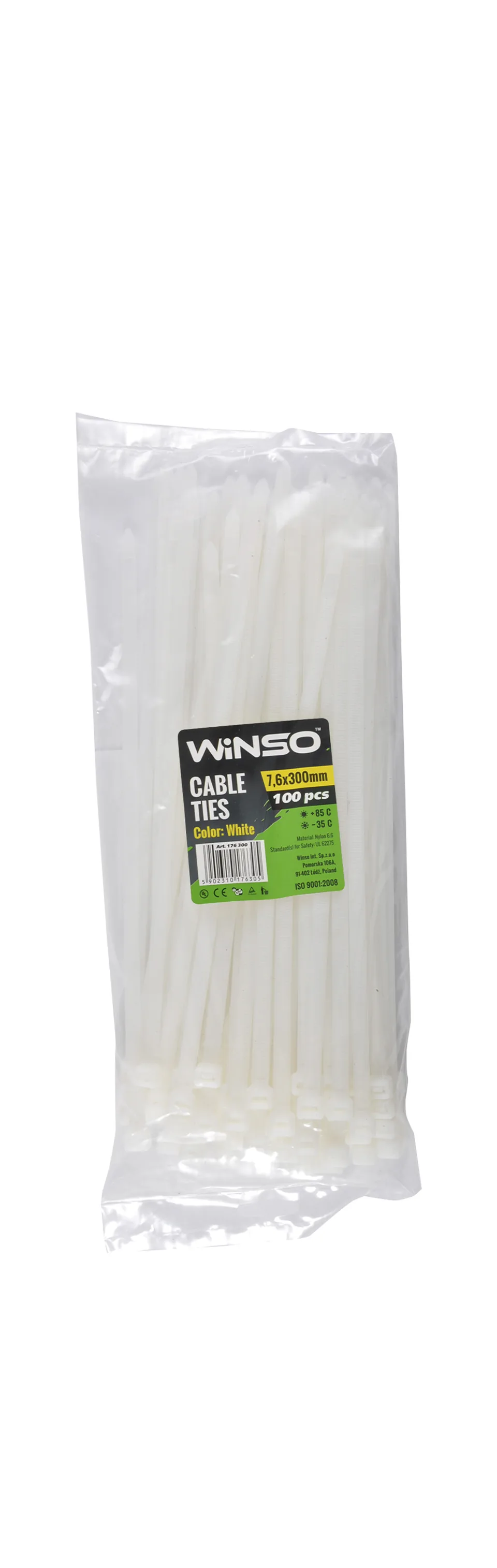 Coliere plastic alb 7.6x300 mm set 100 buc Winso 176300, imagine produs