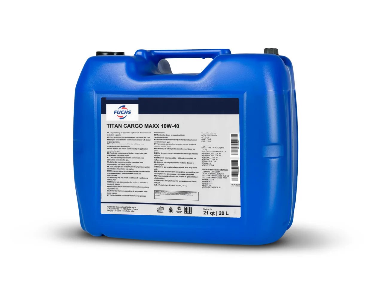 Ulei motor 20l 10W40 Scania Fuchs Titan Cargo Max II, imagine produs