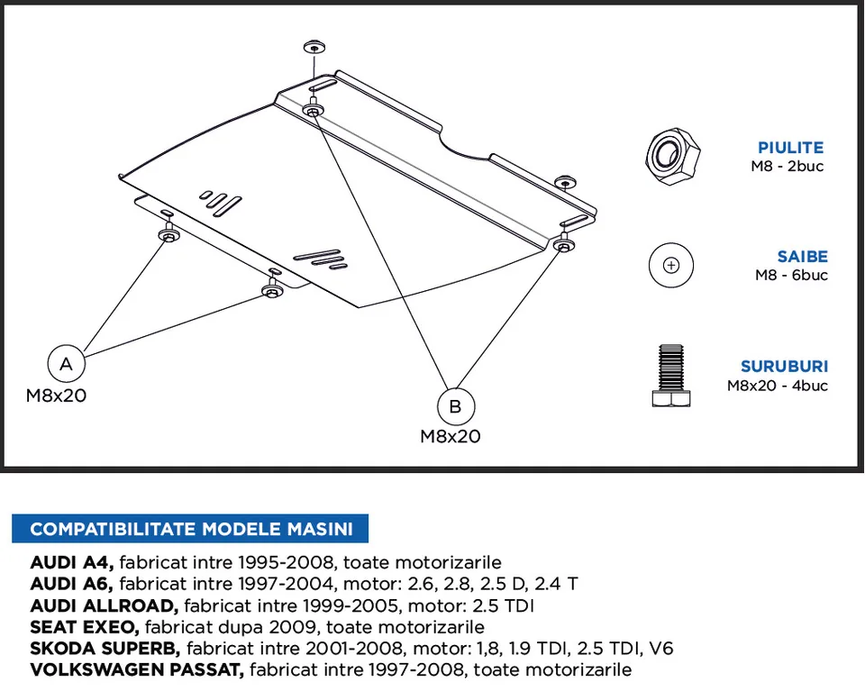 Scut metalic cutie de viteza 2 mm MTR MT311 compatibil cu Audi Seat Skoda Volkswagen, imagine produs
