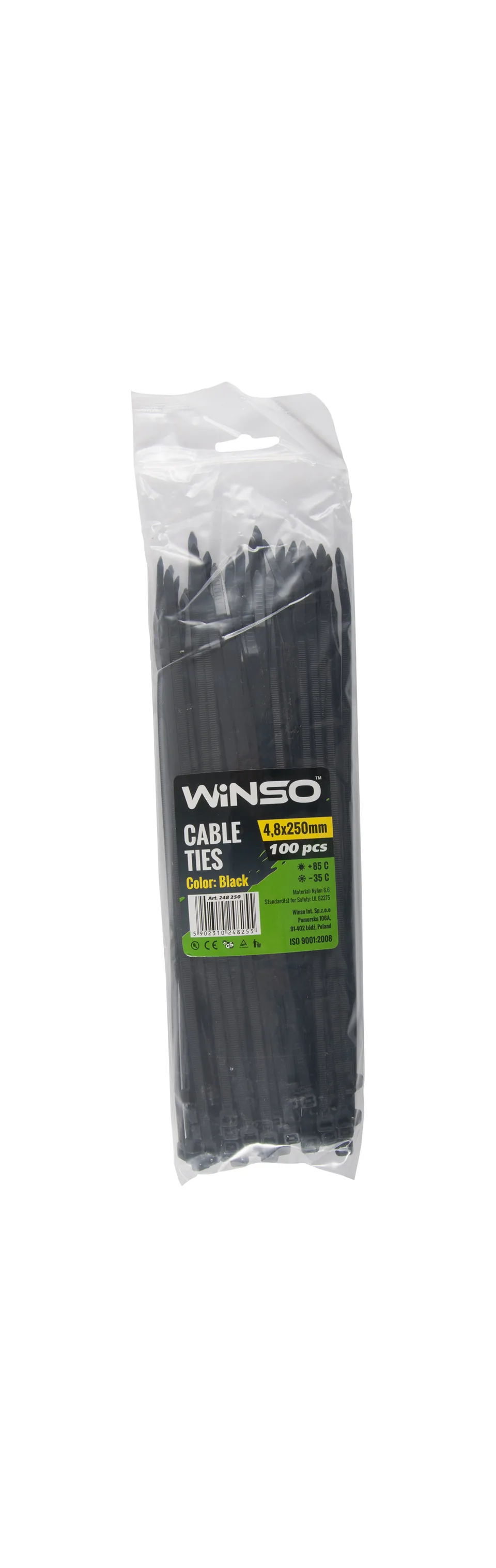 Coliere plastic negru 4.8x250 mm set 100 buc Winso 248250, imagine produs
