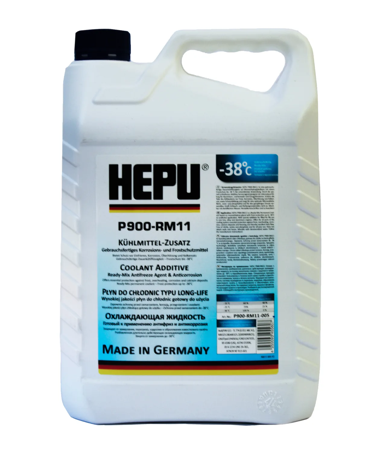 Antigel diluat albastru Hepu G12+ -38C 5 L, imagine produs