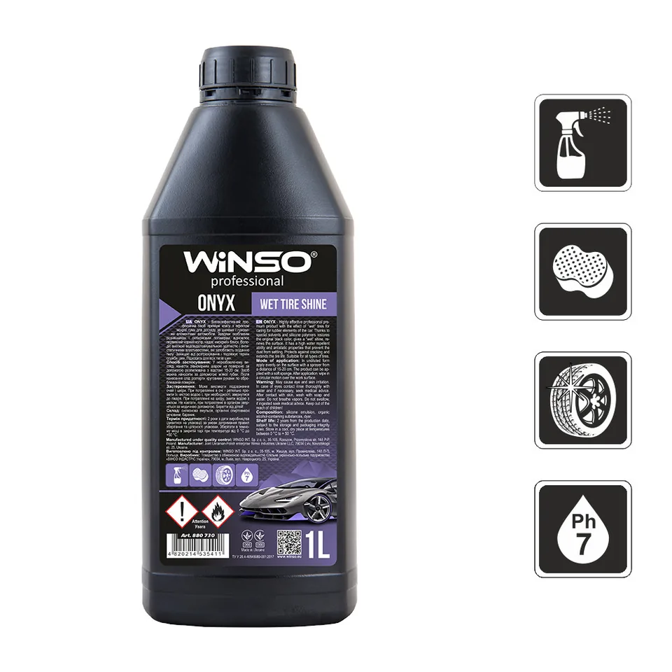 Curatare interior auto Winso Solutie Intretinere anvelope Onyx 1L 880860, imagine produs