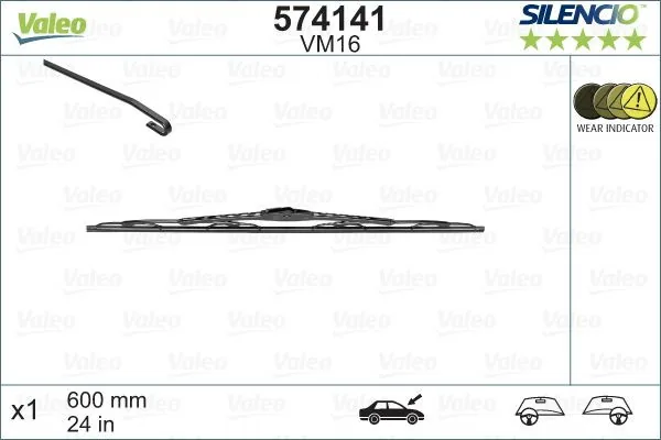 Stergator luneta cu rama 600 mm Valeo Silencio Performance 574141, imagine produs