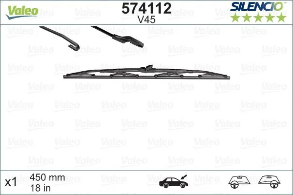 Stergator luneta cu rama 450 mm Valeo Silencio 574112, imagine produs