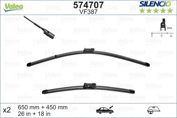 Stergatoare parbriz fara rama 650 mm Valeo Silencio Flat 574707, imagine produs