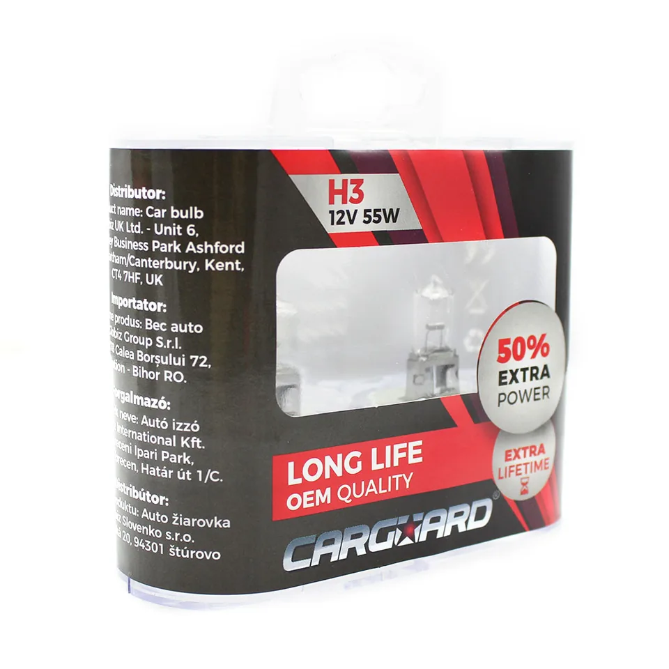 Becuri H3 halogen 12V 100W OFFROAD Carguard Set, imagine produs