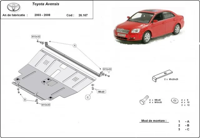 Scut metalic motor cutie de viteza MTR MT018 compatibil cu Toyota Avensis, imagine produs