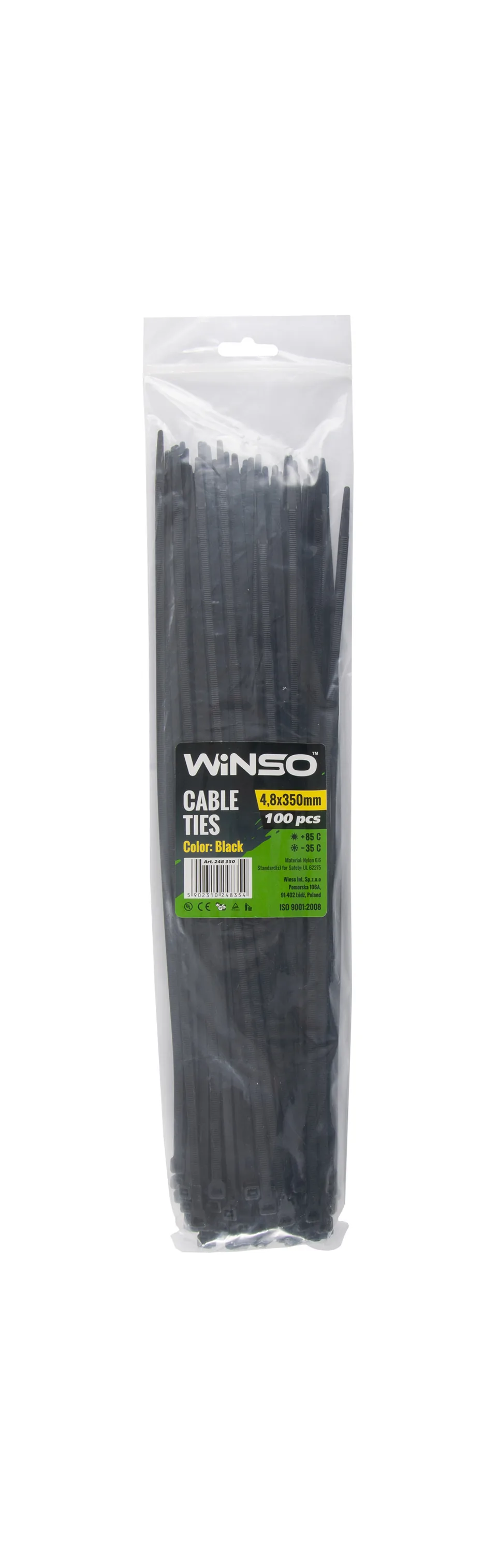 Coliere plastic negru 4.8x350 mm set 100 buc Winso 248350, imagine produs
