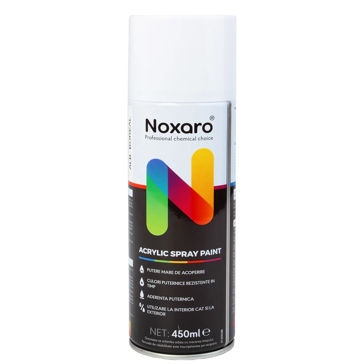 Vopsea spray Alb Boreal Noxaro 450 ml NXVPS002, imagine produs