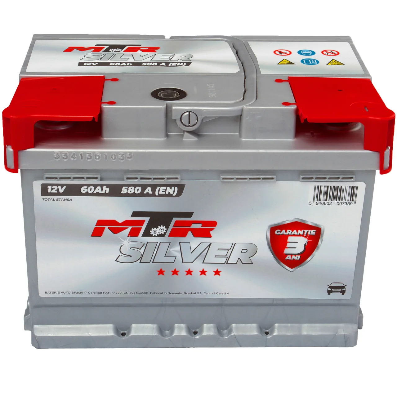 Baterie auto 60 Ah 580 A 12 V MTR Silver LB2 560002058, imagine produs